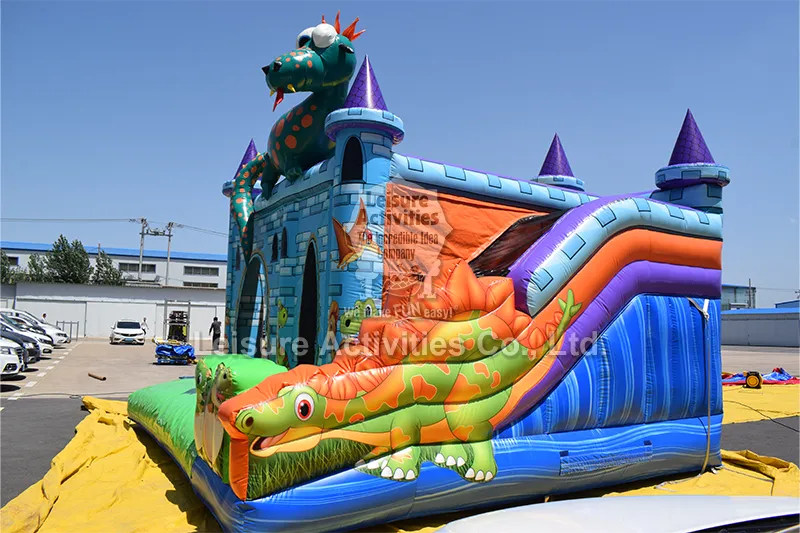 Standard Inflatable Multiplay Bouncy Castles Dragon With Slide