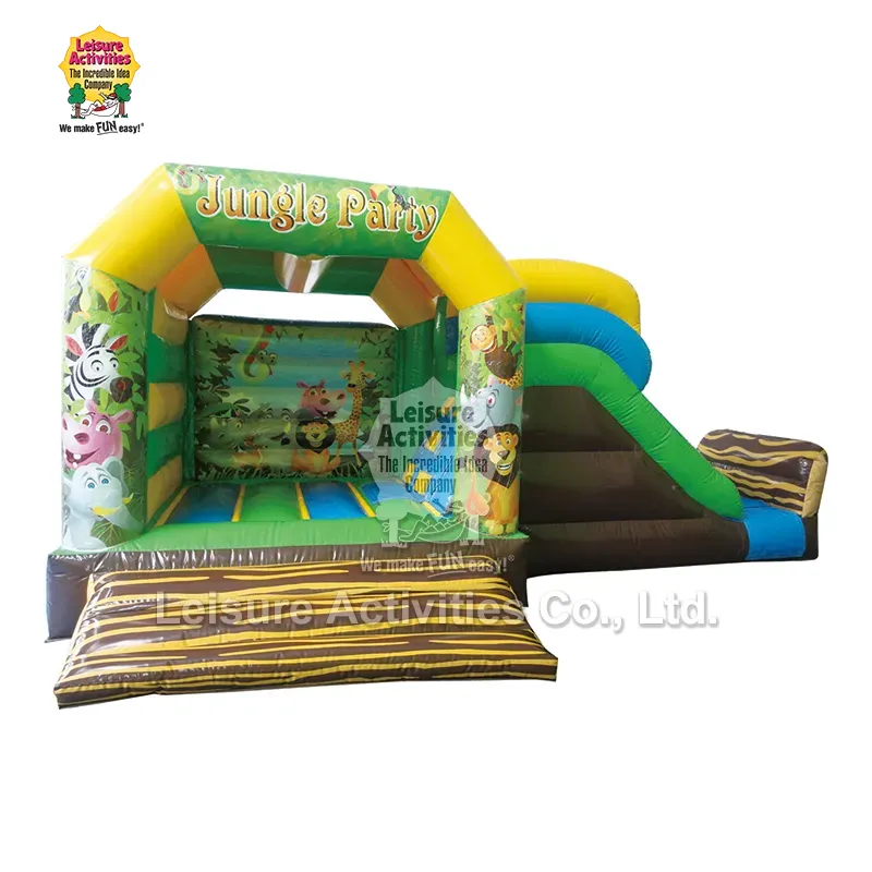 Petite fête gonflable de jungle de châteaux pleins d'entrain multiplay avec la glissière