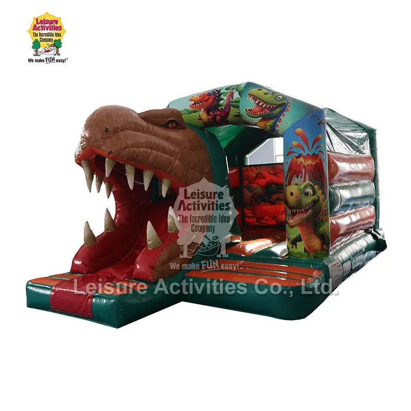 Petits châteaux gonflables multiplay gonflables T-REX avec toboggan
